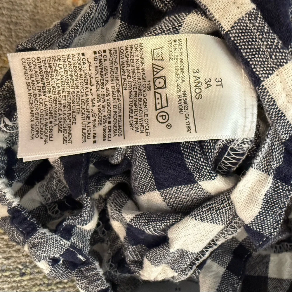Girls‎ Gingham Plaid Linen Romper One Piece